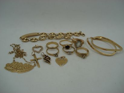 5 Bagues Or 18kt,pierres et diamants 14,92...