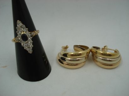 1 Bague Or 18kt, diamants et pierre 4,83...