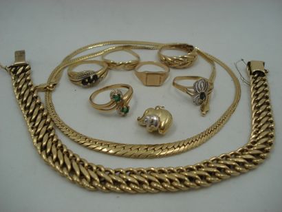 3 Bagues Or 18kt 7,01 g 1 Bracelet Or 18kt...