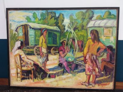 FAGARD 

campement de gitans 

Huile sur...