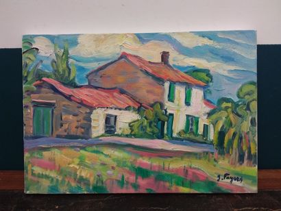 FAGARD 

Farm

Oil on canvas 

Signed lower...