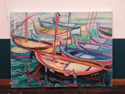 FAGARD 

Old fishing boats 

Oil on canvas...