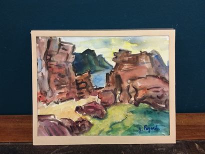 FAGARD 

View of a cliff by the sea

Watercolor...