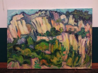 FAGARD 

View of a mountain in provence 

Oil...