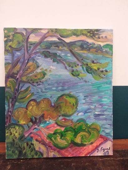 FAGARD 

View of the sea in provence 

Oil...