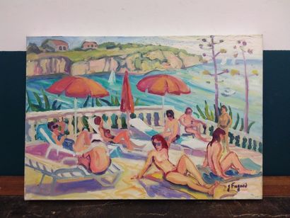 FAGARD 

Summer scene at Portissol 

Oil...