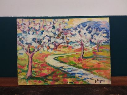 FAGARD 

Country with poppies 

Oil on canvas

Signed...