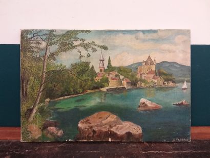 FAGARD 

Village by the lake 

Oil on canvas...
