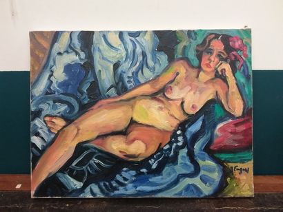 FAGARD 

Pose in the blue pareo 

Oil on...