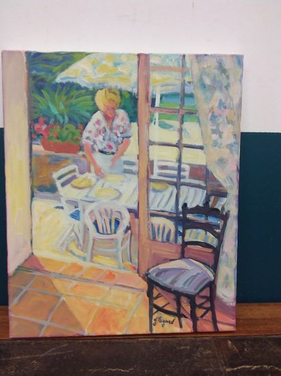 FAGARD 

Meal on the terrace 

Oil on canvas...