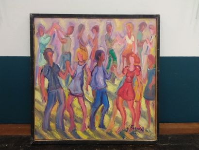 FAGARD 

Danseurs au bal 

Huile sur toile...
