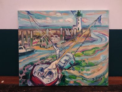 FAGARD 

Sailboats lying down 

Oil on canvas...