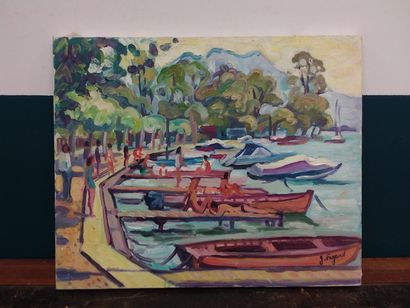 FAGARD 

Sunbathing 

Oil on canvas 

Signed...