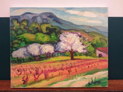 FAGARD 

Trees in bloom 

Oil on canvas 

Signed...