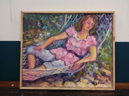FAGARD 

Brigitte dans le hamac 

Huile sur...