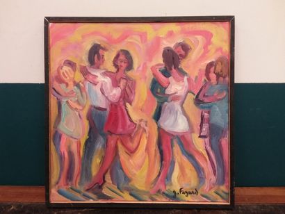 FAGARD 

Les danseurs de tango argentin 

Huile...