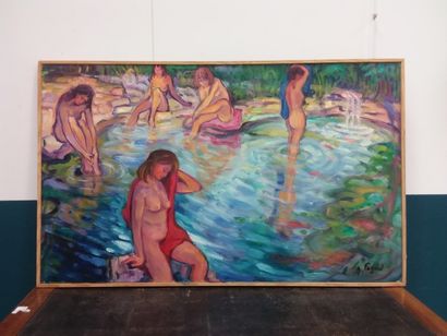 FAGARD

Naiades, scène de baignade 

Huile...
