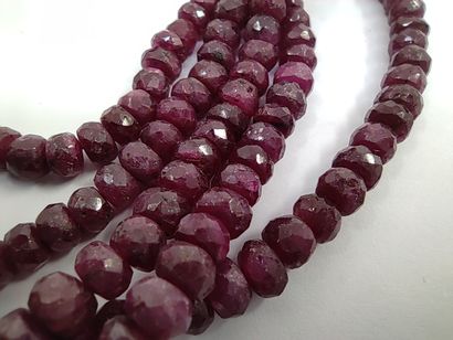 NECKLACE of five rows of falling rubies with...