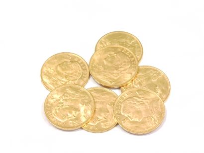 
SIX pièces 20 francs suisse 1922 

Une pièce...