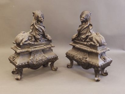 WORK OF THE XIXth CENTURY 

Pair of andirons

made...