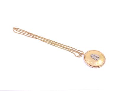 
750° yellow gold CHAIN with a circular pendant...