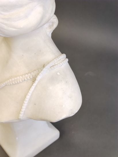 FRENCH WORK

White marble bust on a base,...
