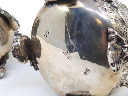 English silver tea service decorated with...