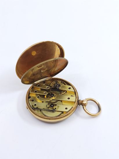 Pocket watch in yellow gold 750°, cylinder...