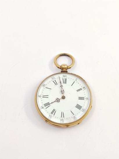 Pocket watch in yellow gold 750°, cylinder...