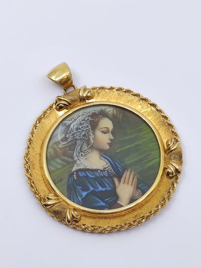 MINIATURE représentant une dame priant, cerclage...