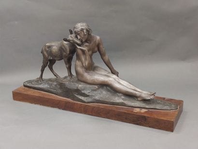 A MORLAN (1878-1951)

Naked girl with a goat

Bronze...