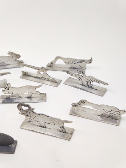 SET of twelve silver plated animal knife...