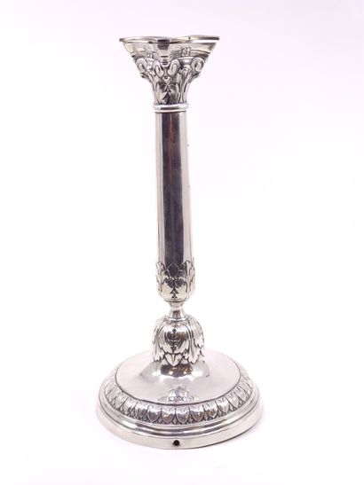 PAIR of silver candlesticks with Corinthian...