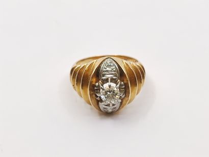 Gold and platinum ring set with a half-cut...