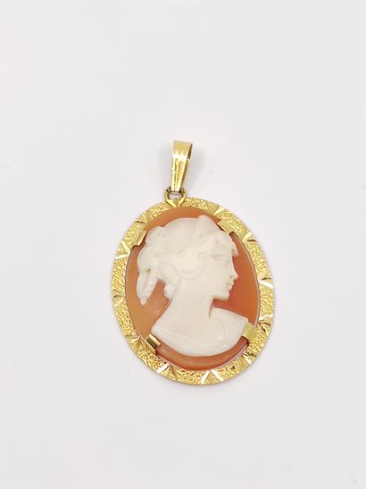 Yellow gold pendant with a cameo representing...