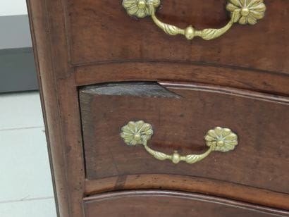
Crossbow chest of drawers in walnut molded...
