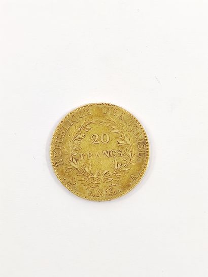 PIECE of 20 francs gold 

AN 12

weight :...