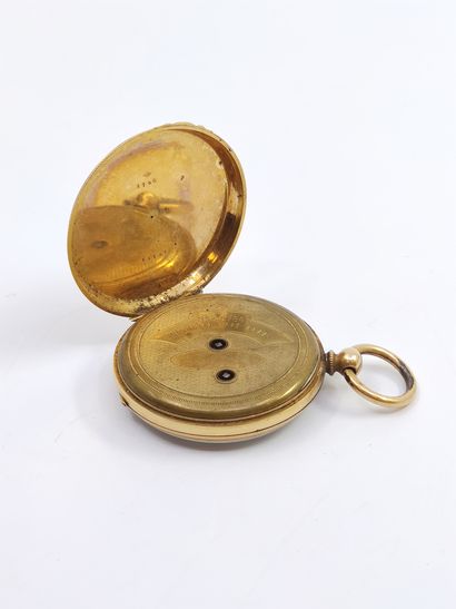 Pocket watch in yellow gold 750°, cylinder...