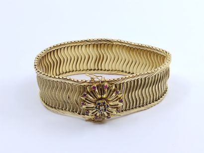 
BRACELET, fancy mesh, ratchet clasp topped...