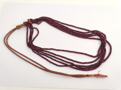 NECKLACE of five rows of falling rubies with...