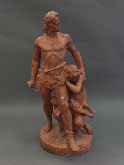 P. COMEIN (1848-1907)

Group in terra cotta...