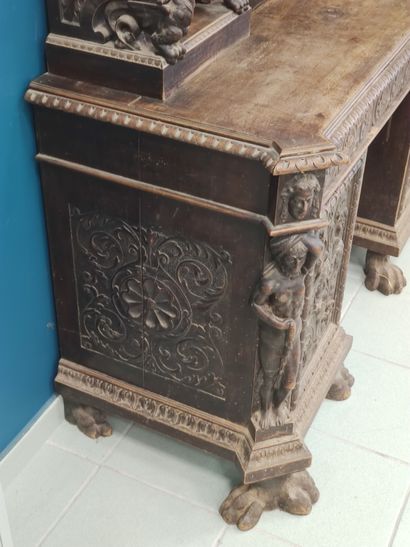 Henri II style stepped desk in molded and...