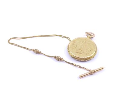 Pocket watch with its chain in gold 750

Double...
