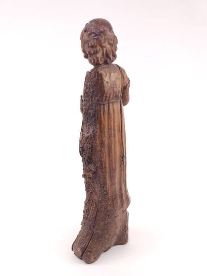 JESUS CHILD in carved wood standing on a...