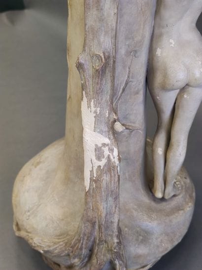 Large soliflore vase in patinated plaster...