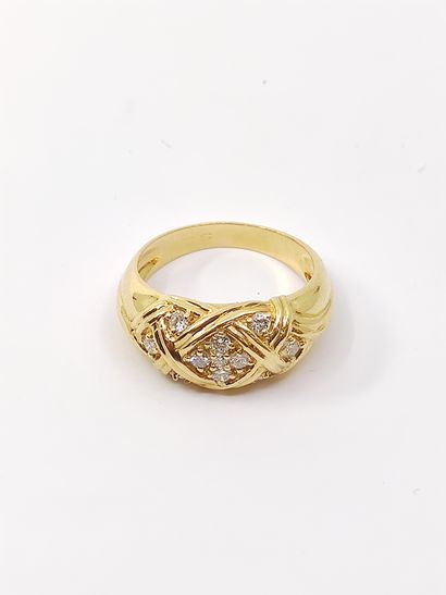 Ring in yellow gold 750 semi-crossed set...