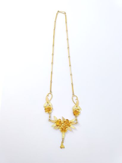 Necklace in gold 750° ending with a flower...