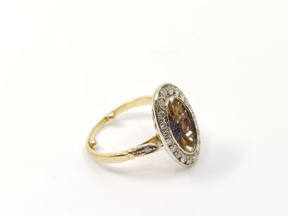 Yellow gold ring DEBRIS 750° and diamonds...