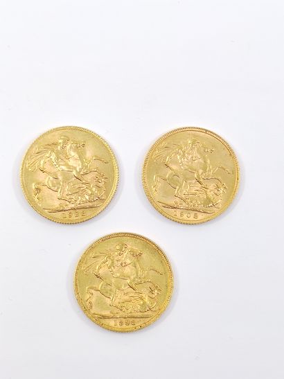 LOT of three sovereign coins including :

Victoria...