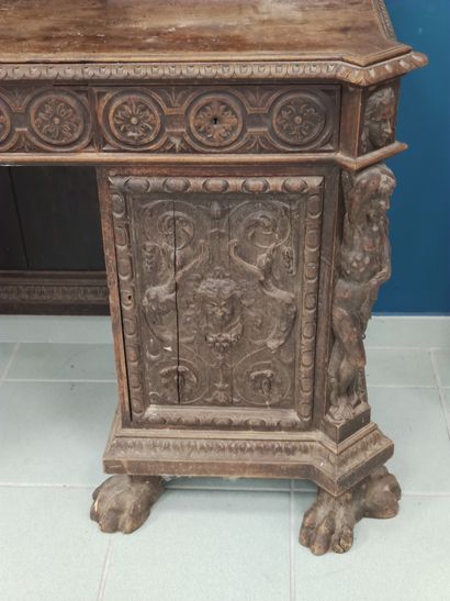 Henri II style stepped desk in molded and...